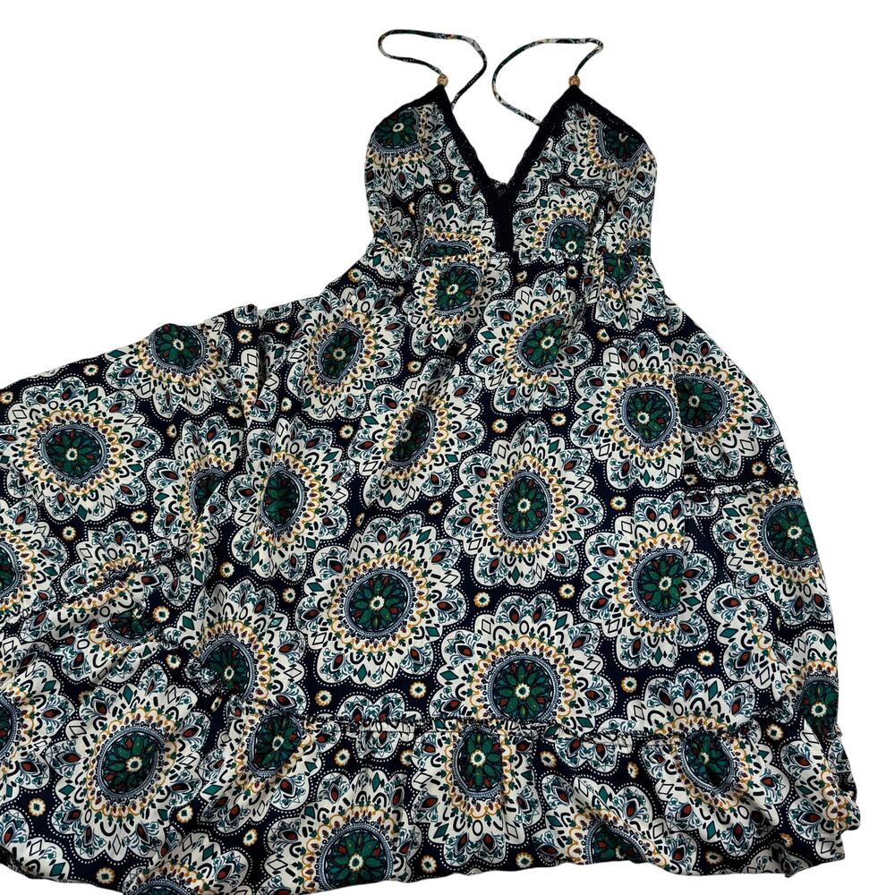 Lara Ethnics Boho Hippie Floral Lightweight Tiered Maxi Dress Women's Size S/M